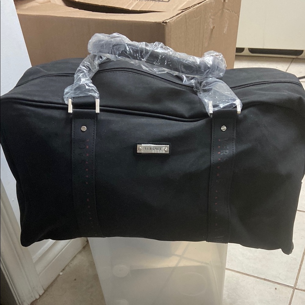 Versace Parfums Black Duffle Bag